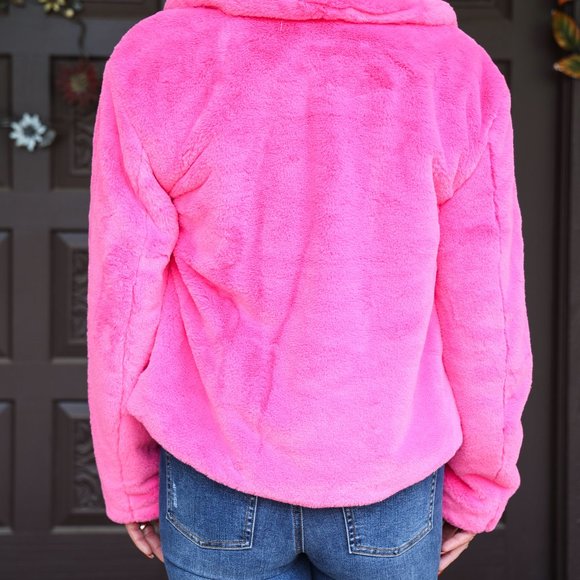 NWT Dolce Cabo Hot Pink Faux Fur Shawl Collar Jacket - Picture 6 of 6